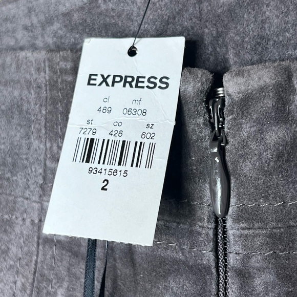 Express Genuine Suede Mini Skirt Womens Size 2 Gray High Waisted NWT - Picture 8 of 13